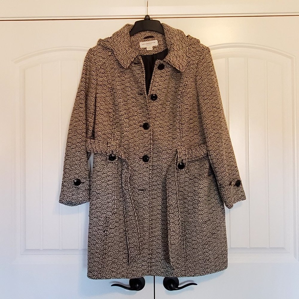 Liz Claiborne NWT Womens Wool Jacket with Detachable Hood, Size 1X